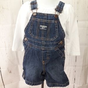 GIRL'S OSHKOSH OVERALL SHORTS BLUE DENIM 12M